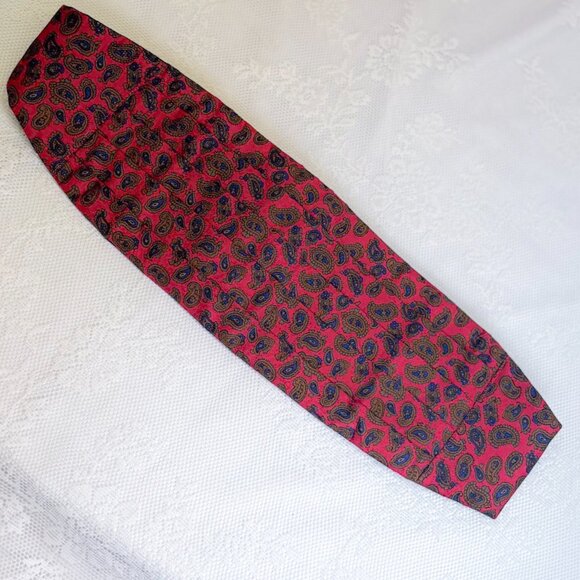 Men's Vintage Cummerbund Adolfo For Aetna Red Paisley Pattern - Picture 3 of 6